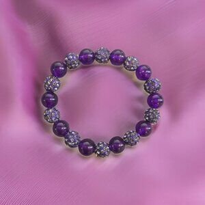 Purple Shamballah Bracelet~ 7 in.